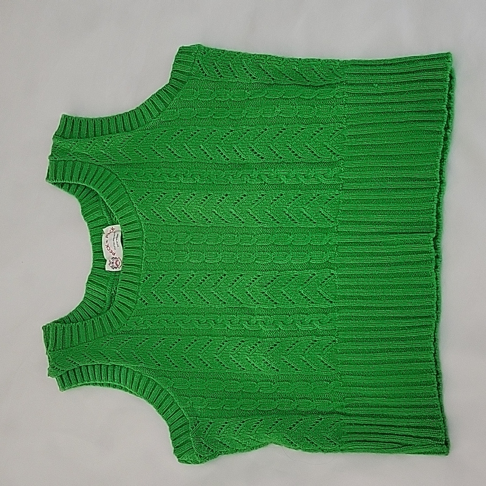 VINTAGE 1960s PECK & PECK GREEN SWEATER VEST Sz XS